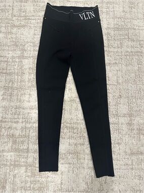 VALENTINO VLTN Black Fleece Lined Pull On Leggings Pants M Made in Italy